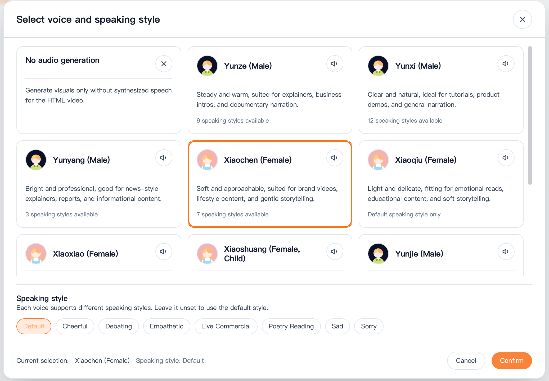 SVGAnimate AI Narration Voice Selection